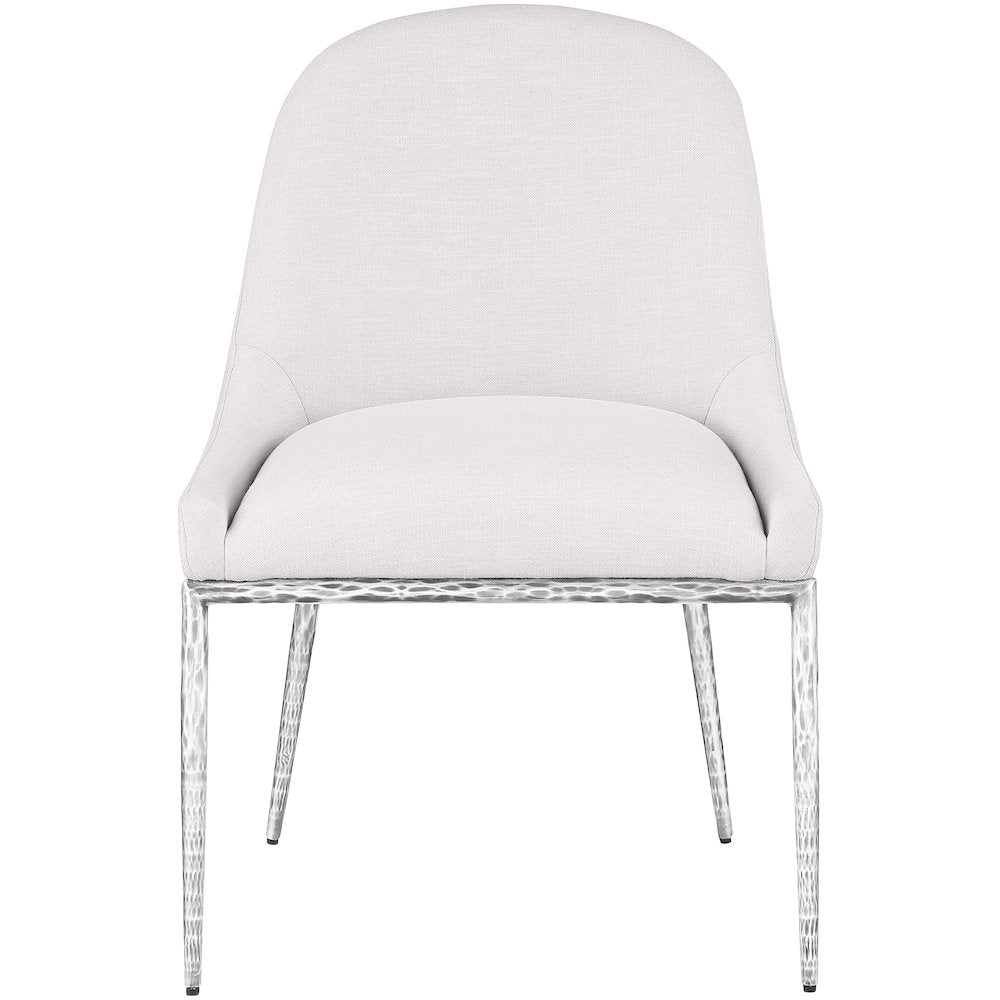 Ferro Cream Linen Textured Performance Fabric Upholstered Dining Side Chair