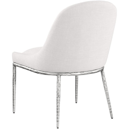 Ferro Cream Linen Textured Performance Fabric Upholstered Dining Side Chair