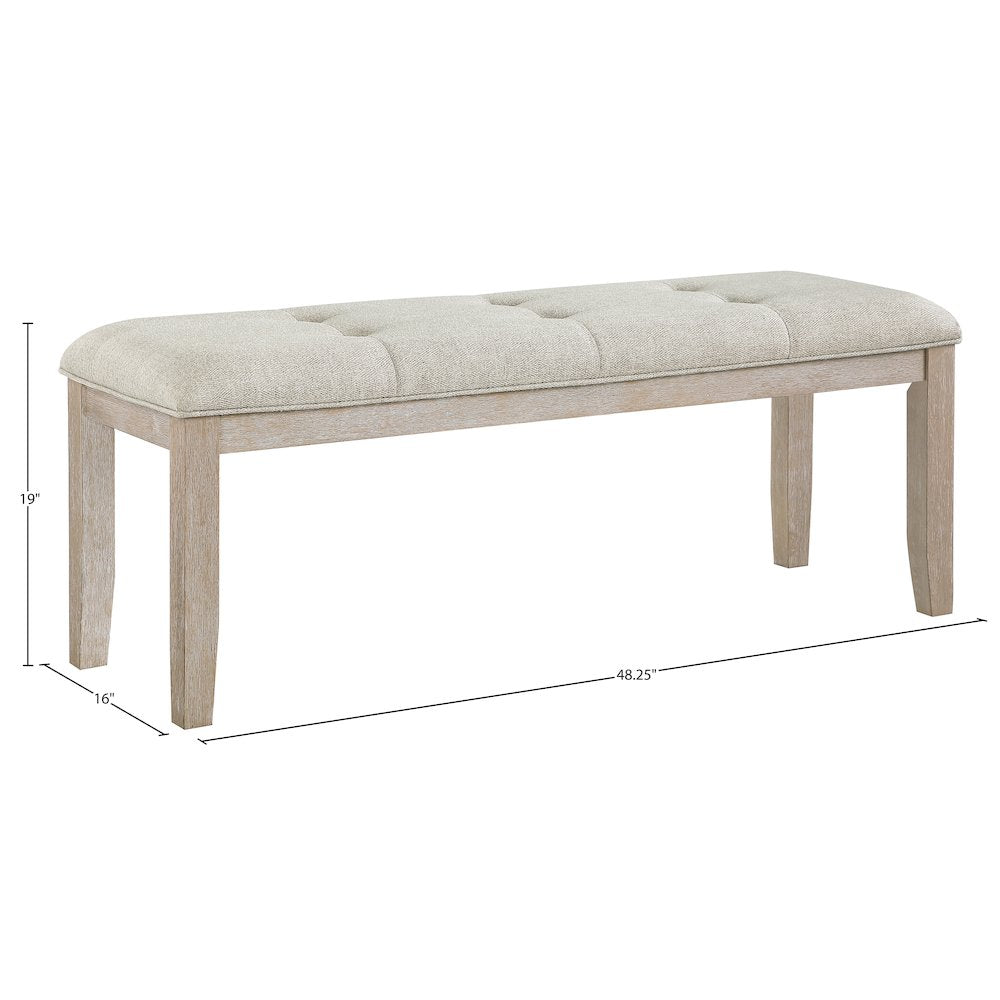 Ananda Beige Fabric Upholstered Bench