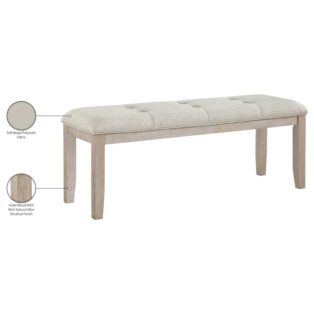 Ananda Beige Fabric Upholstered Bench