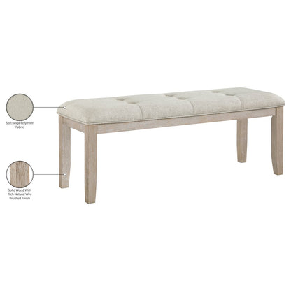 Ananda Beige Fabric Upholstered Bench