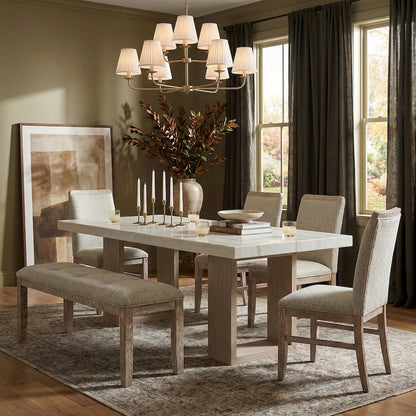 Ananda Beige Fabric Upholstered Bench