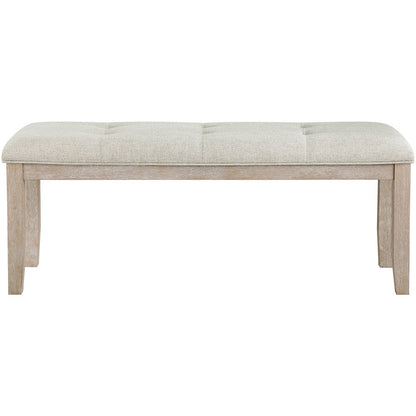 Ananda Beige Fabric Upholstered Bench