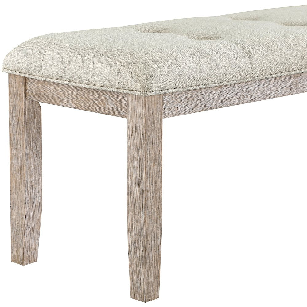 Ananda Beige Fabric Upholstered Bench