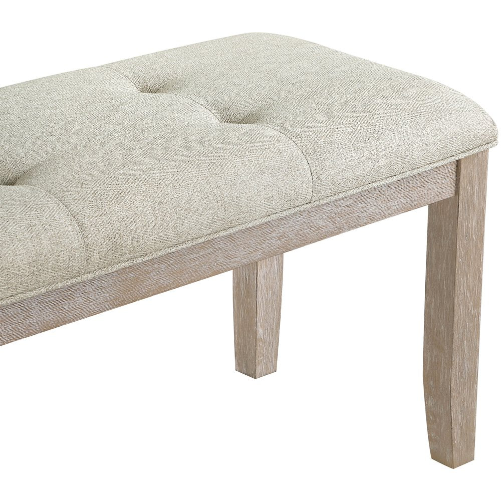 Ananda Beige Fabric Upholstered Bench