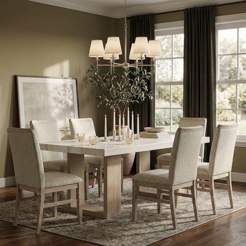 Ananda Beige Fabric Upholstered Dining Chair, Set of 2
