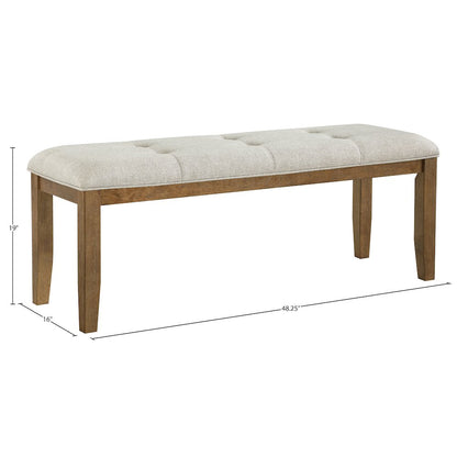 Ananda Beige Fabric Upholstered Bench