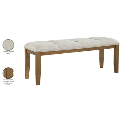 Ananda Beige Fabric Upholstered Bench