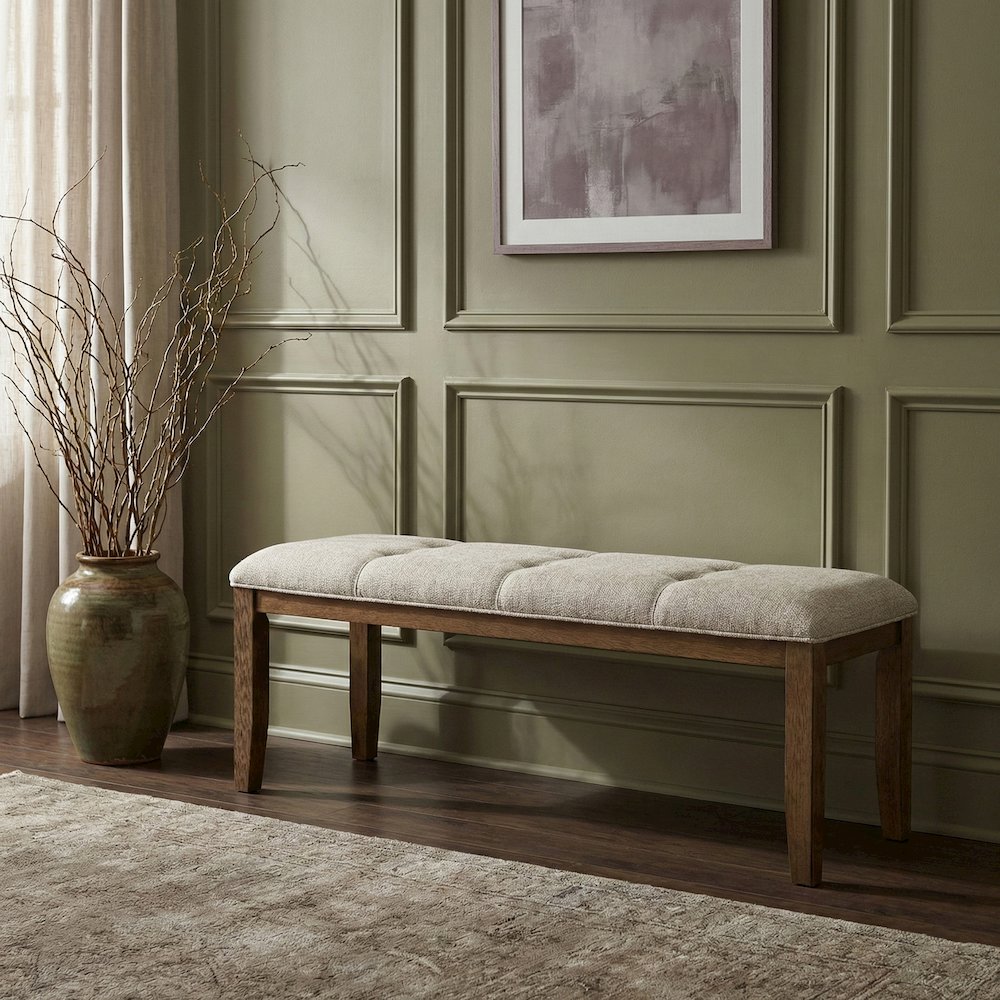 Ananda Beige Fabric Upholstered Bench