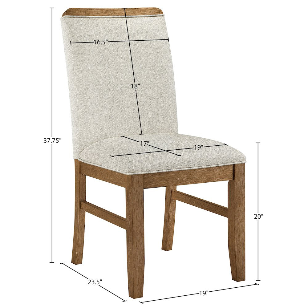 Ananda Beige Fabric Upholstered Dining Chair, Set of 2