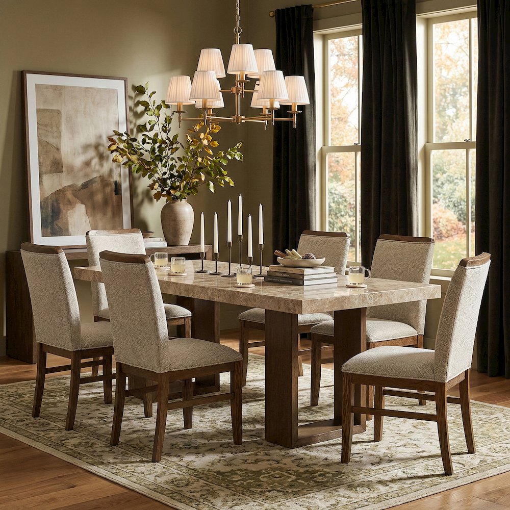 Ananda 84" Brown Marble Dining Table