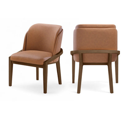 Navo Cognac Vegan Leather Upholstered Dining Chair