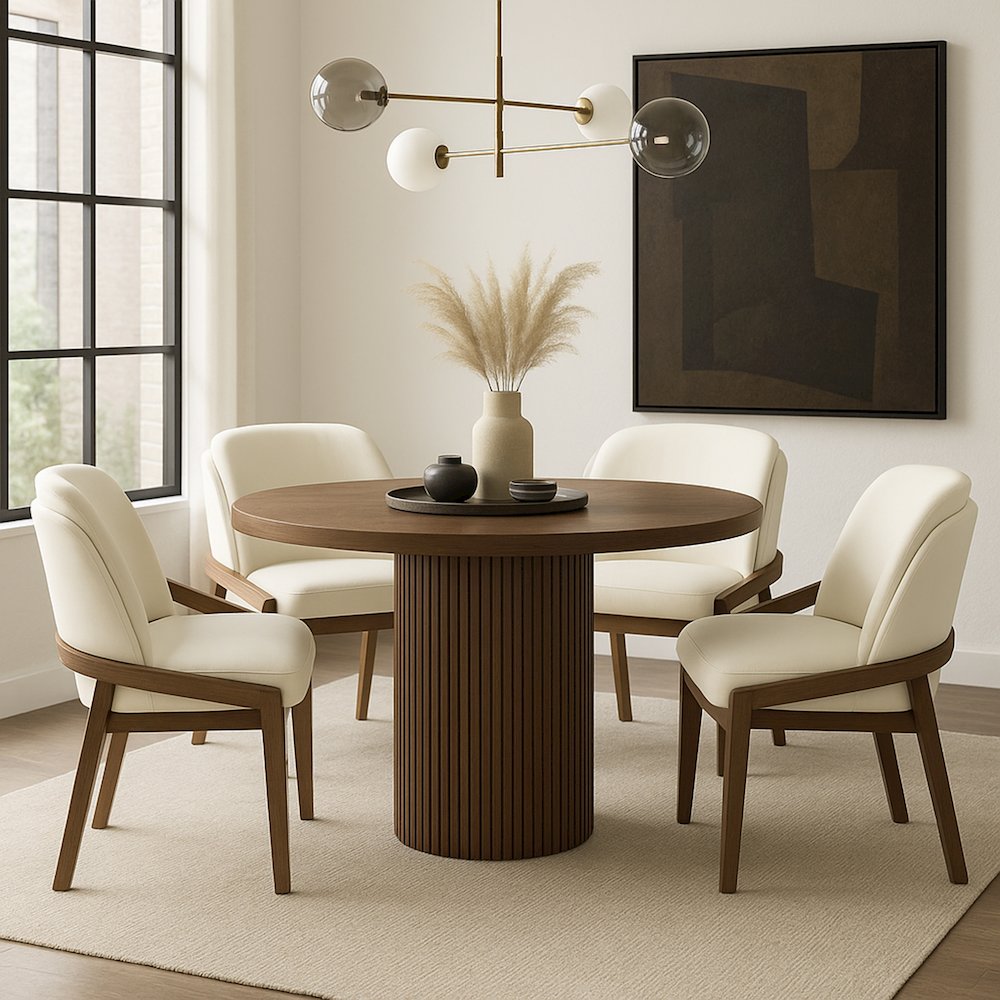 Navo Cream Vegan Leather Upholstered Dining Chair