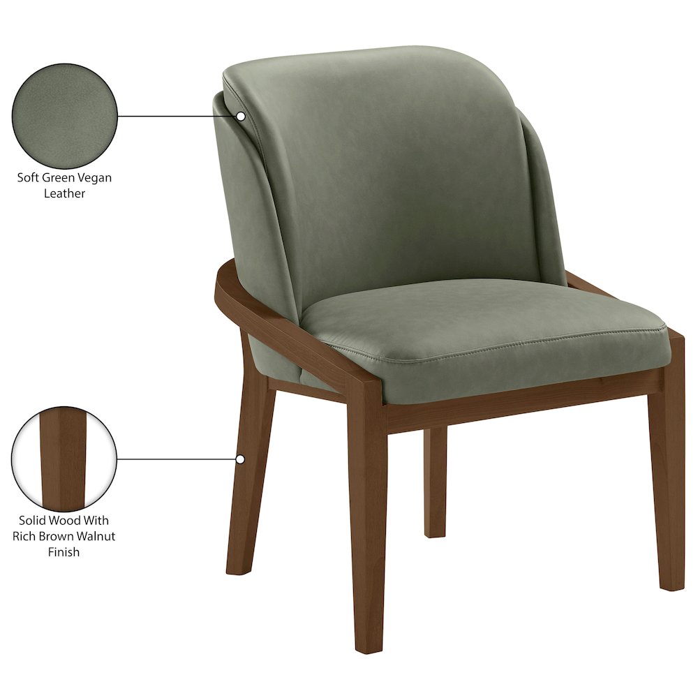 Navo Green Vegan Leather Upholstered Dining Chair