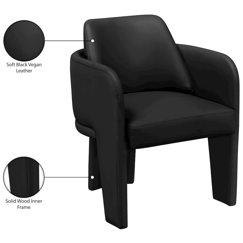 Vanda Black Vegan Leather Upholstered Dining Chair