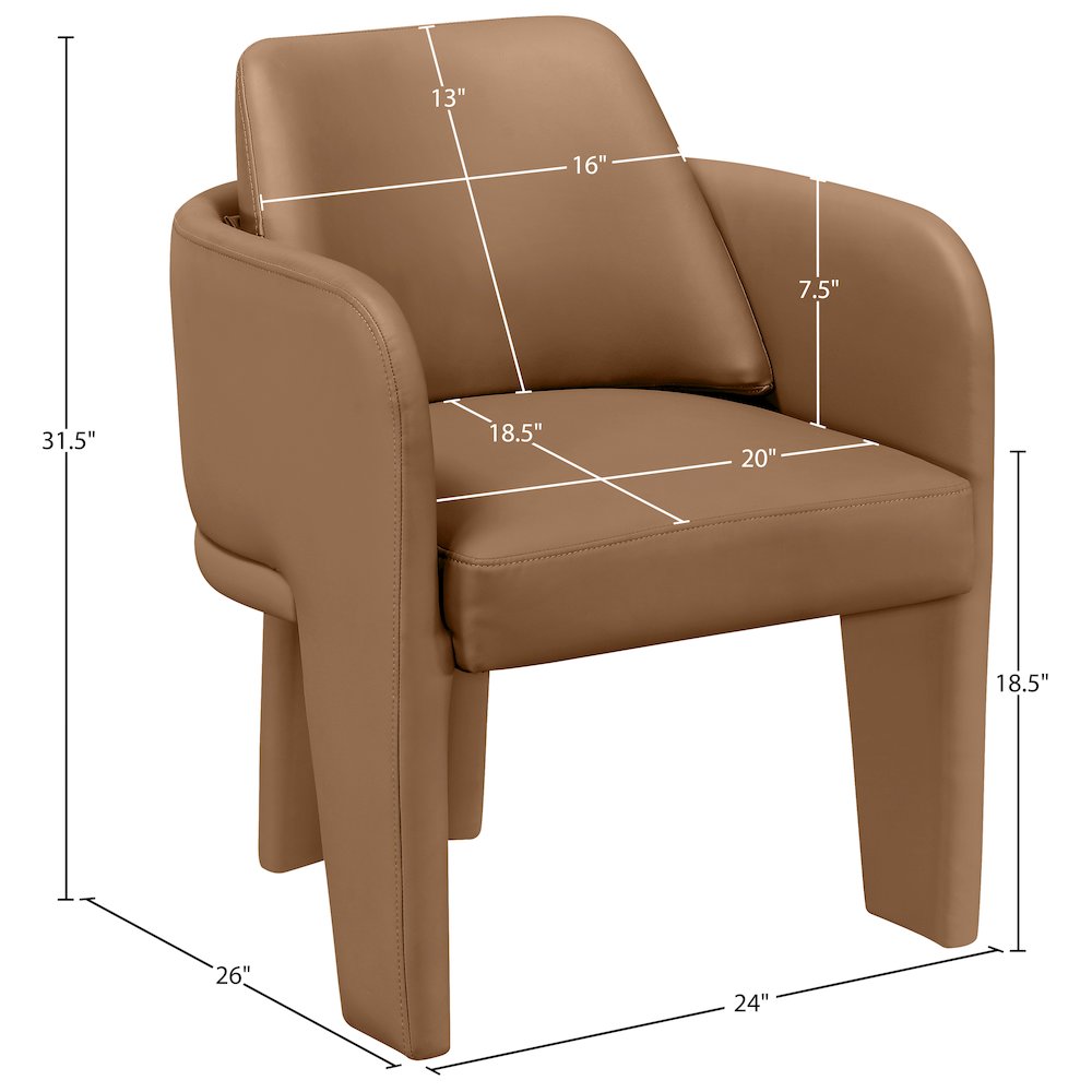 Vanda Cognac Vegan Leather Upholstered Dining Chair