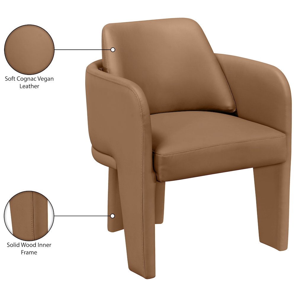 Vanda Cognac Vegan Leather Upholstered Dining Chair