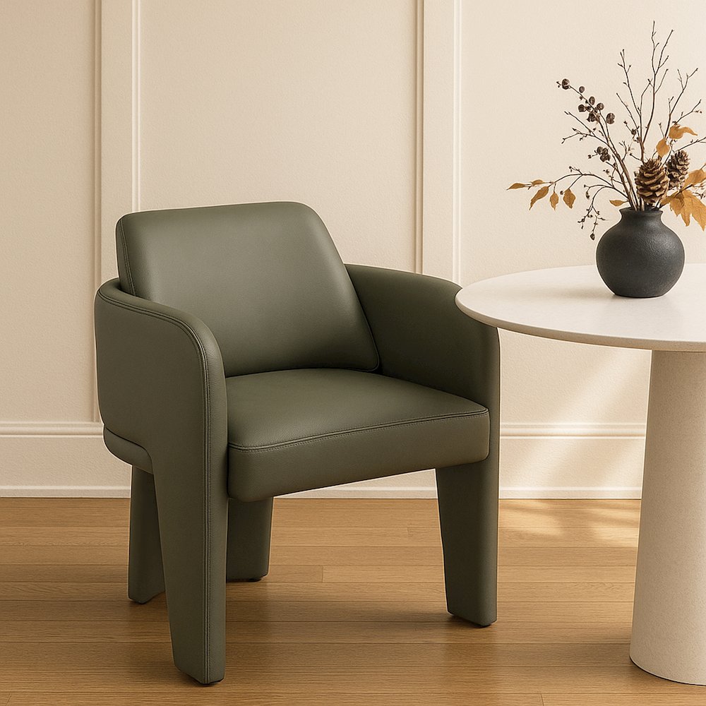 Vanda Olive Vegan Leather Upholstered Dining Chair