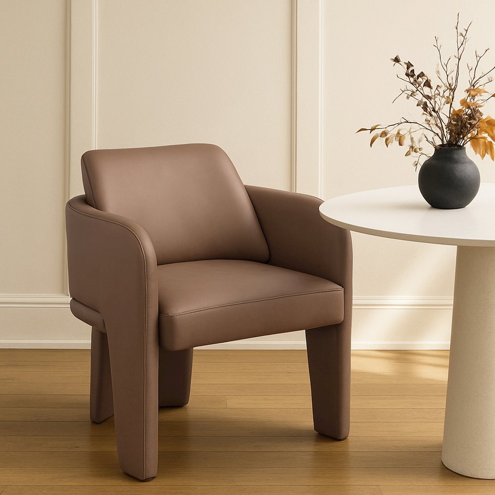 Vanda Tan Vegan Leather Upholstered Dining Chair