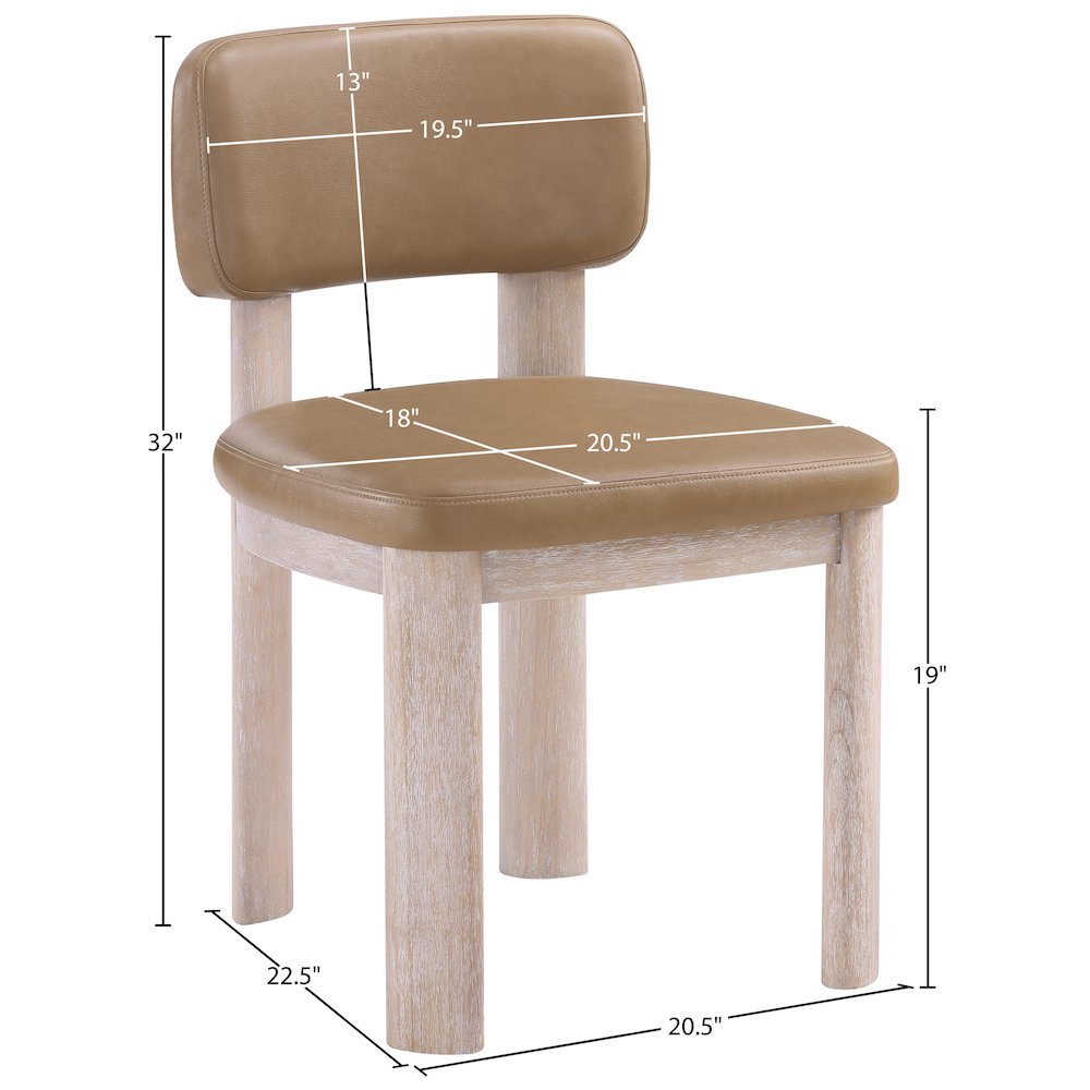 Paloma Tan Vegan Leather Upholstered Dining Chair, Set of 2