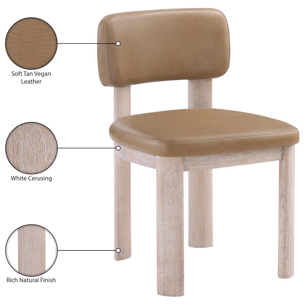 Paloma Tan Vegan Leather Upholstered Dining Chair, Set of 2