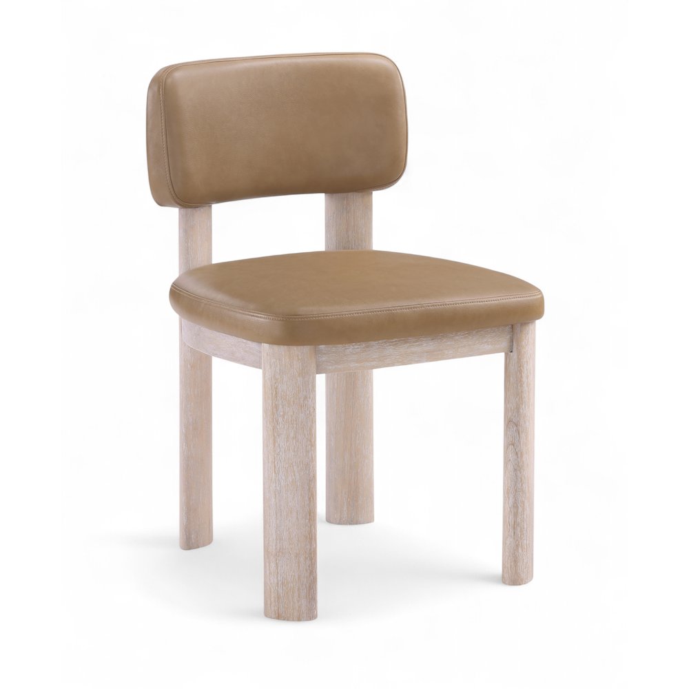 Paloma Tan Vegan Leather Upholstered Dining Chair, Set of 2