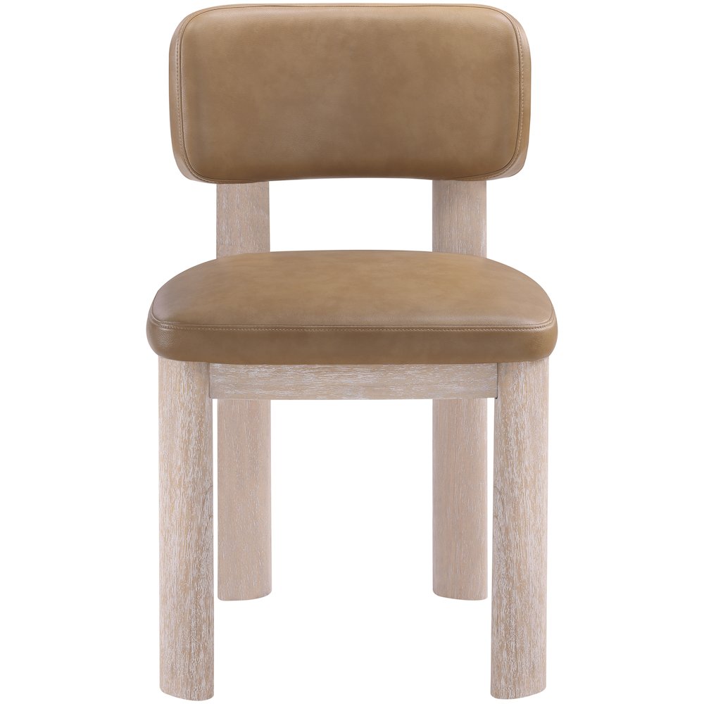 Paloma Tan Vegan Leather Upholstered Dining Chair, Set of 2