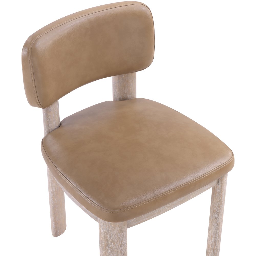 Paloma Tan Vegan Leather Upholstered Dining Chair, Set of 2