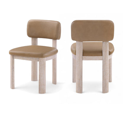 Paloma Tan Vegan Leather Upholstered Dining Chair, Set of 2