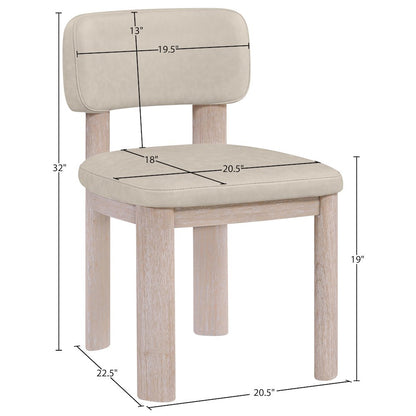 Paloma Taupe Vegan Leather Upholstered Dining Chair, Set of 2