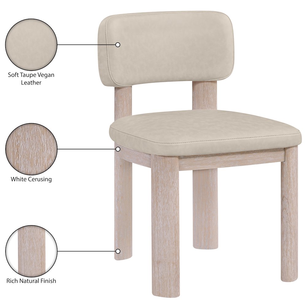 Paloma Taupe Vegan Leather Upholstered Dining Chair, Set of 2