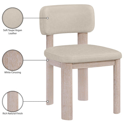 Paloma Taupe Vegan Leather Upholstered Dining Chair, Set of 2