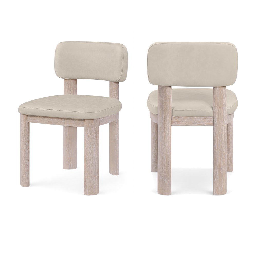 Paloma Taupe Vegan Leather Upholstered Dining Chair, Set of 2