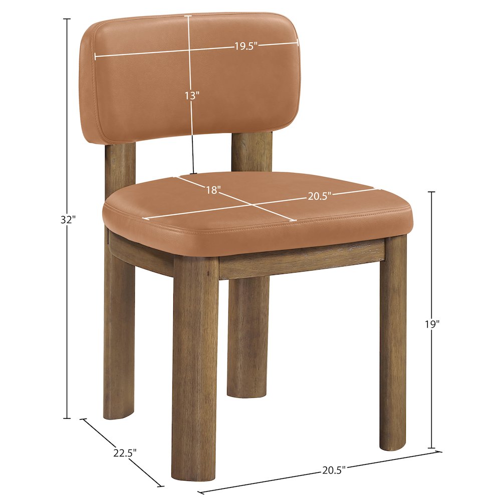 Paloma Cognac Vegan Leather Upholstered Dining Chair, Set of 2