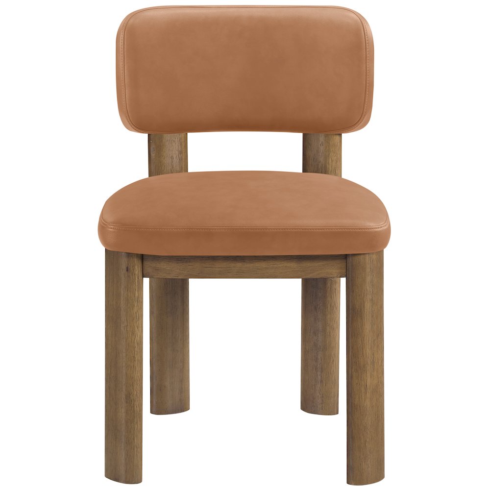 Paloma Cognac Vegan Leather Upholstered Dining Chair, Set of 2