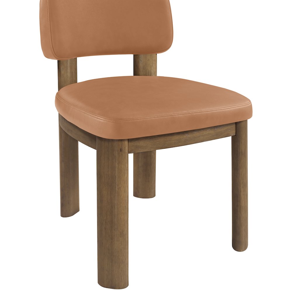 Paloma Cognac Vegan Leather Upholstered Dining Chair, Set of 2