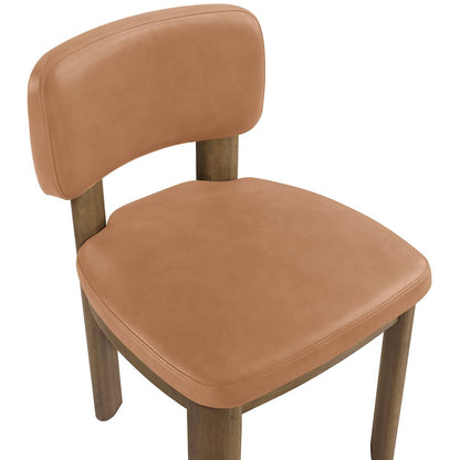Paloma Cognac Vegan Leather Upholstered Dining Chair, Set of 2