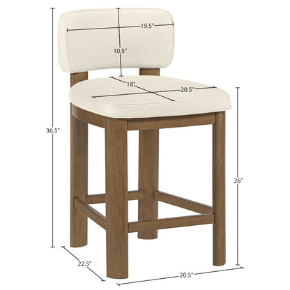 Paloma Cream Vegan Leather Upholstered Counter Stool, Set of 2