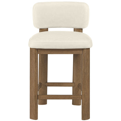 Paloma Cream Vegan Leather Upholstered Counter Stool, Set of 2