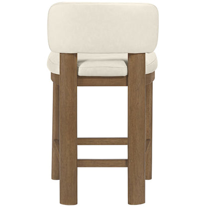 Paloma Cream Vegan Leather Upholstered Counter Stool, Set of 2