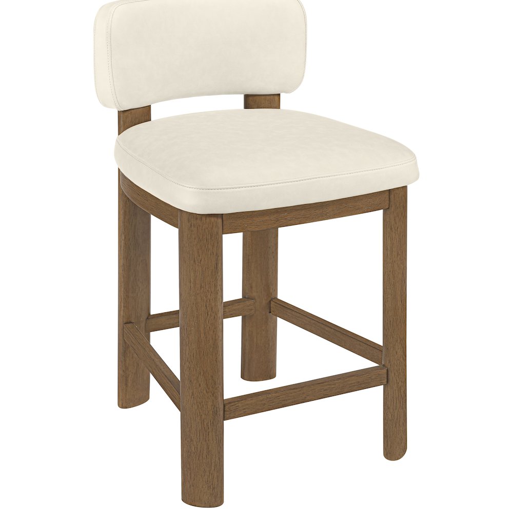 Paloma Cream Vegan Leather Upholstered Counter Stool, Set of 2