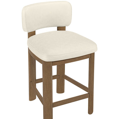 Paloma Cream Vegan Leather Upholstered Counter Stool, Set of 2