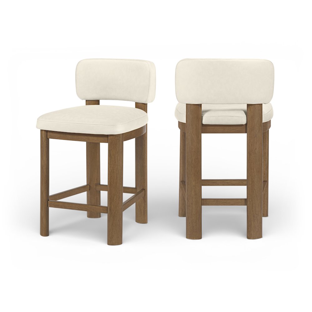 Paloma Cream Vegan Leather Upholstered Counter Stool, Set of 2