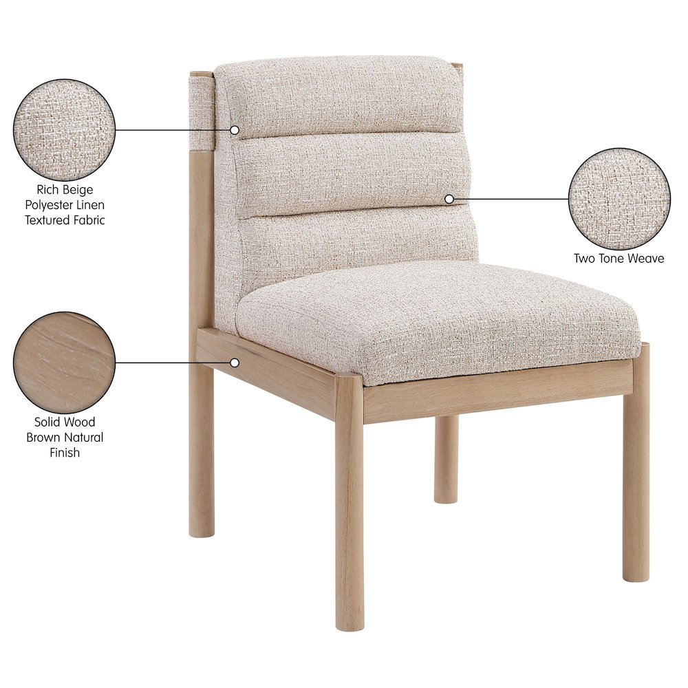 Eloura Beige Linen Textured Fabric Upholstered Dining Chair, Set of 2