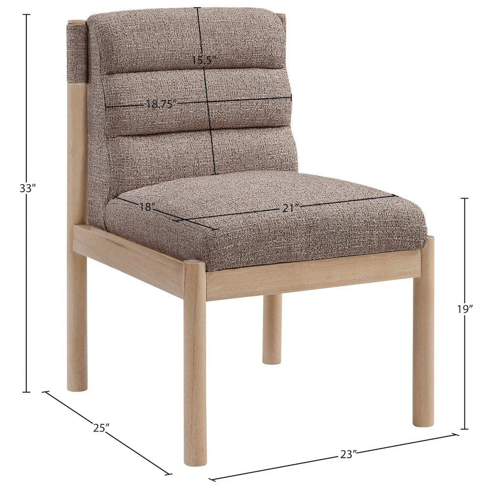 Eloura Brown Linen Textured Fabric Upholstered Dining Chair, Set of 2