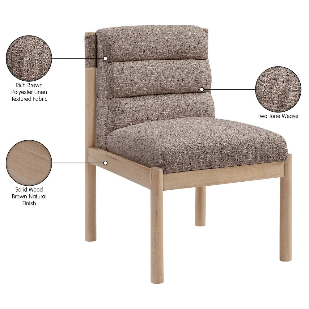 Eloura Brown Linen Textured Fabric Upholstered Dining Chair, Set of 2