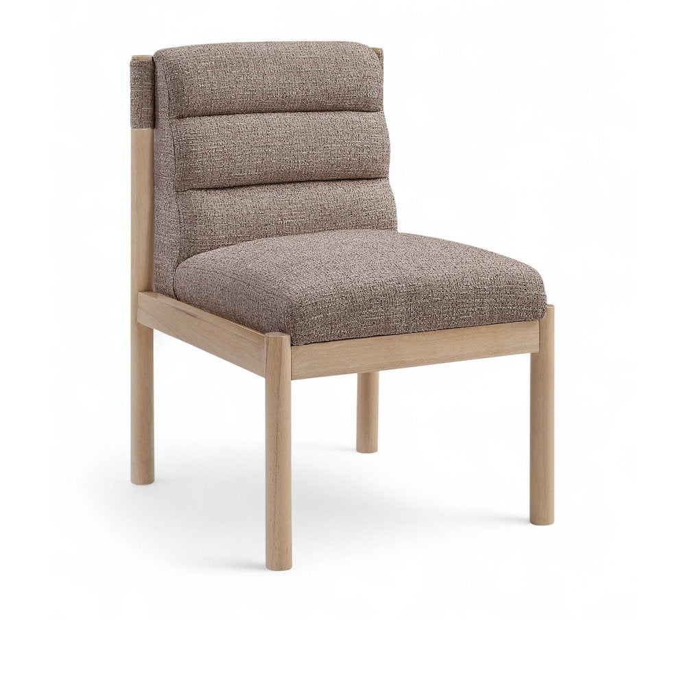 Eloura Brown Linen Textured Fabric Upholstered Dining Chair, Set of 2