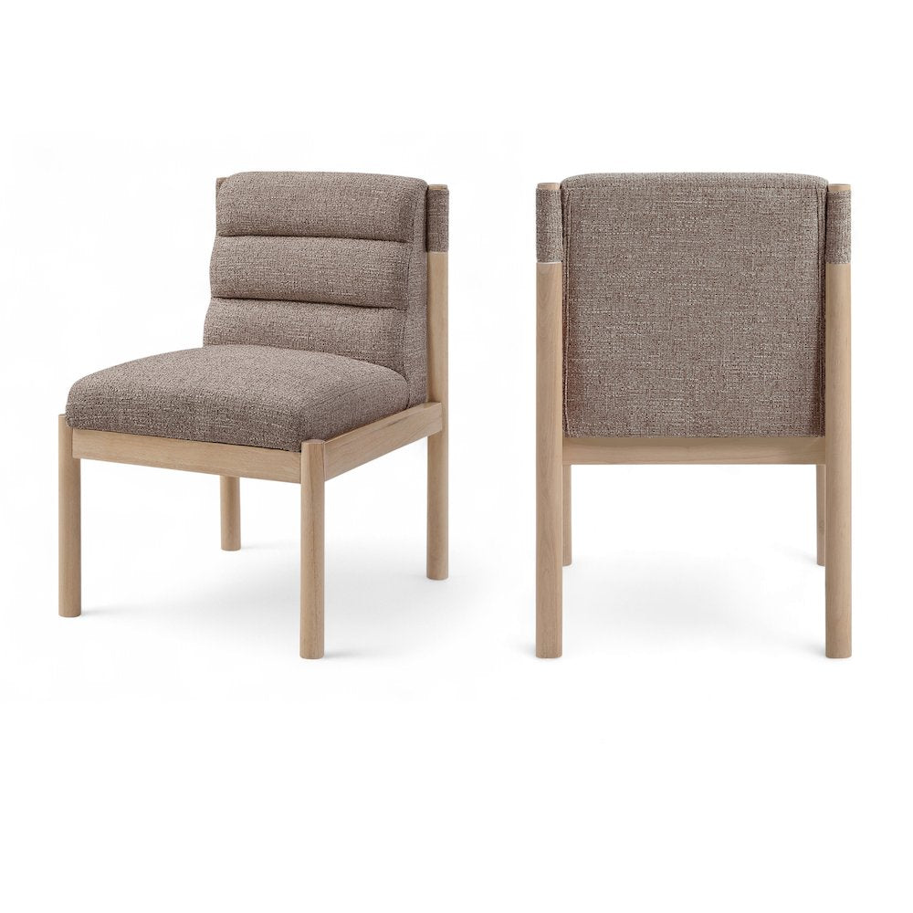 Eloura Brown Linen Textured Fabric Upholstered Dining Chair, Set of 2