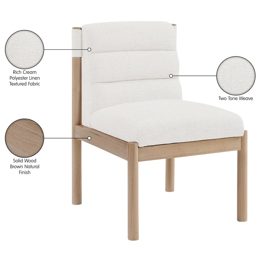 Eloura Cream Linen Textured Fabric Upholstered Dining Chair, Set of 2