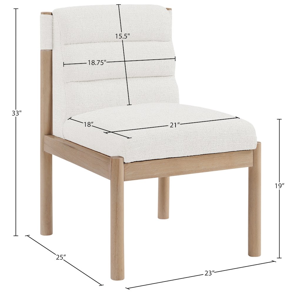 Eloura Cream Linen Textured Fabric Upholstered Dining Chair, Set of 2